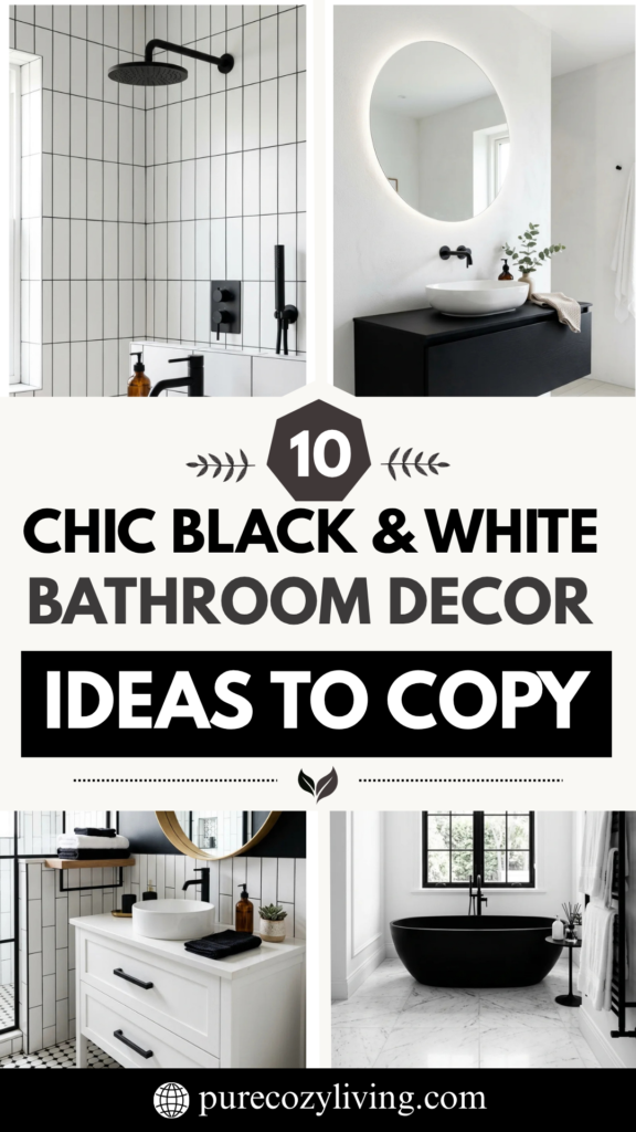 10 Chic Black & White Bathroom Decor Ideas to Copy